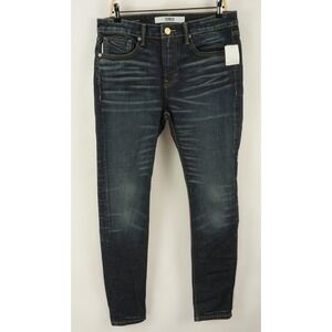 New $230 HUMAN Punk Low Rise Super Skinny Jeans Men's 34 x 32 Dark‎ Blue Stretch